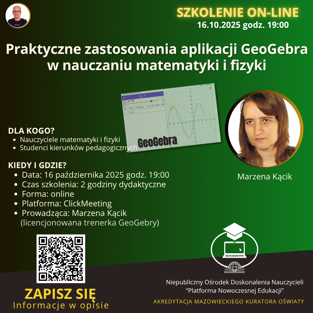Praktyczne zastosowania aplikacji GeoGebra w nauczaniu matematyki i fizyki.