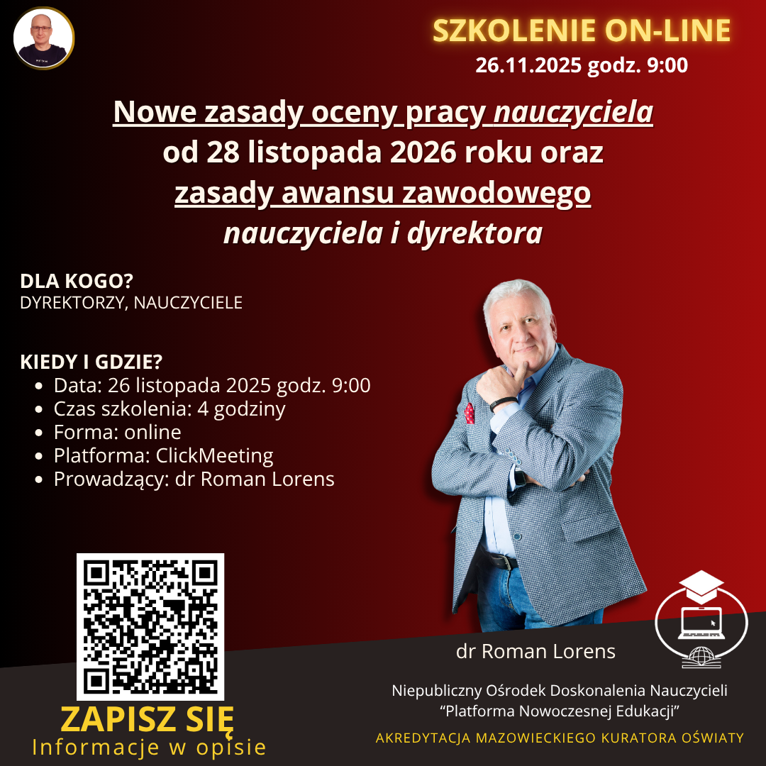 Nowe zasady oceny pracy nauczyciela od 28 listopada 2026 roku oraz zasady awansu zawodowego nauczyciela i&nbsp;dyrektora.