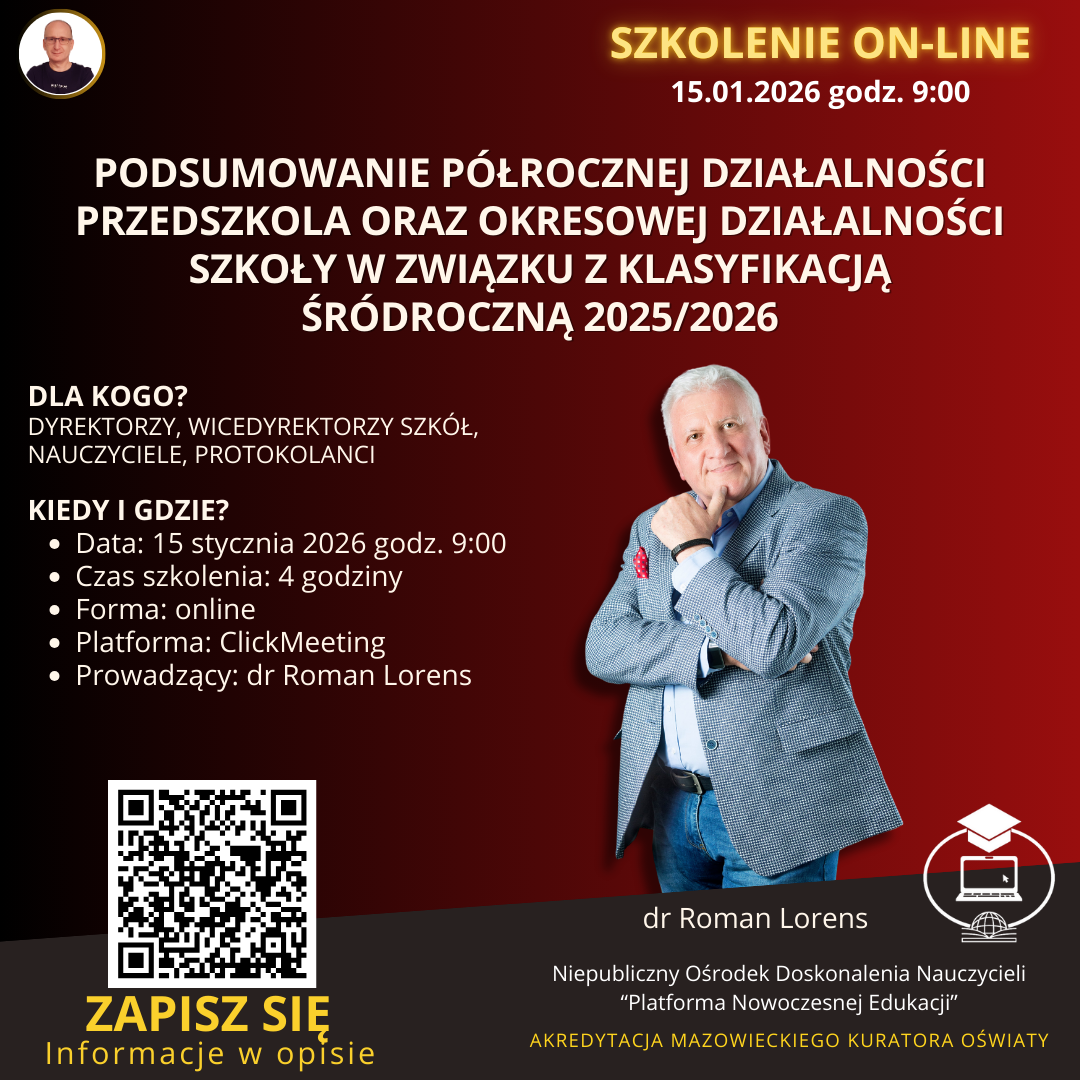 Podsumowanie półrocznej działalności przedszkola oraz okresowej działalności szkoły w związku z klasyfikacją śródroczną 2025/2026.