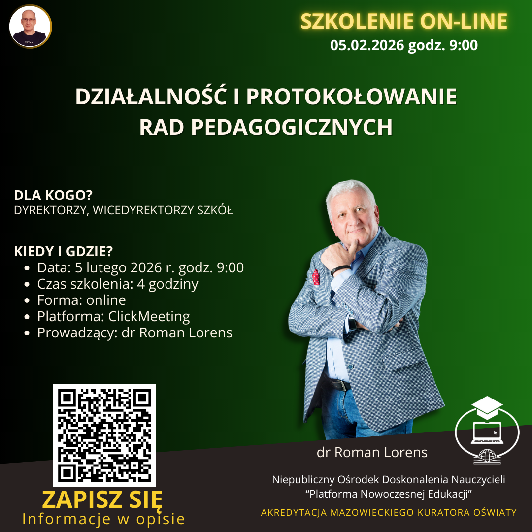 Działalność i protokołowanie rad pedagogicznych.