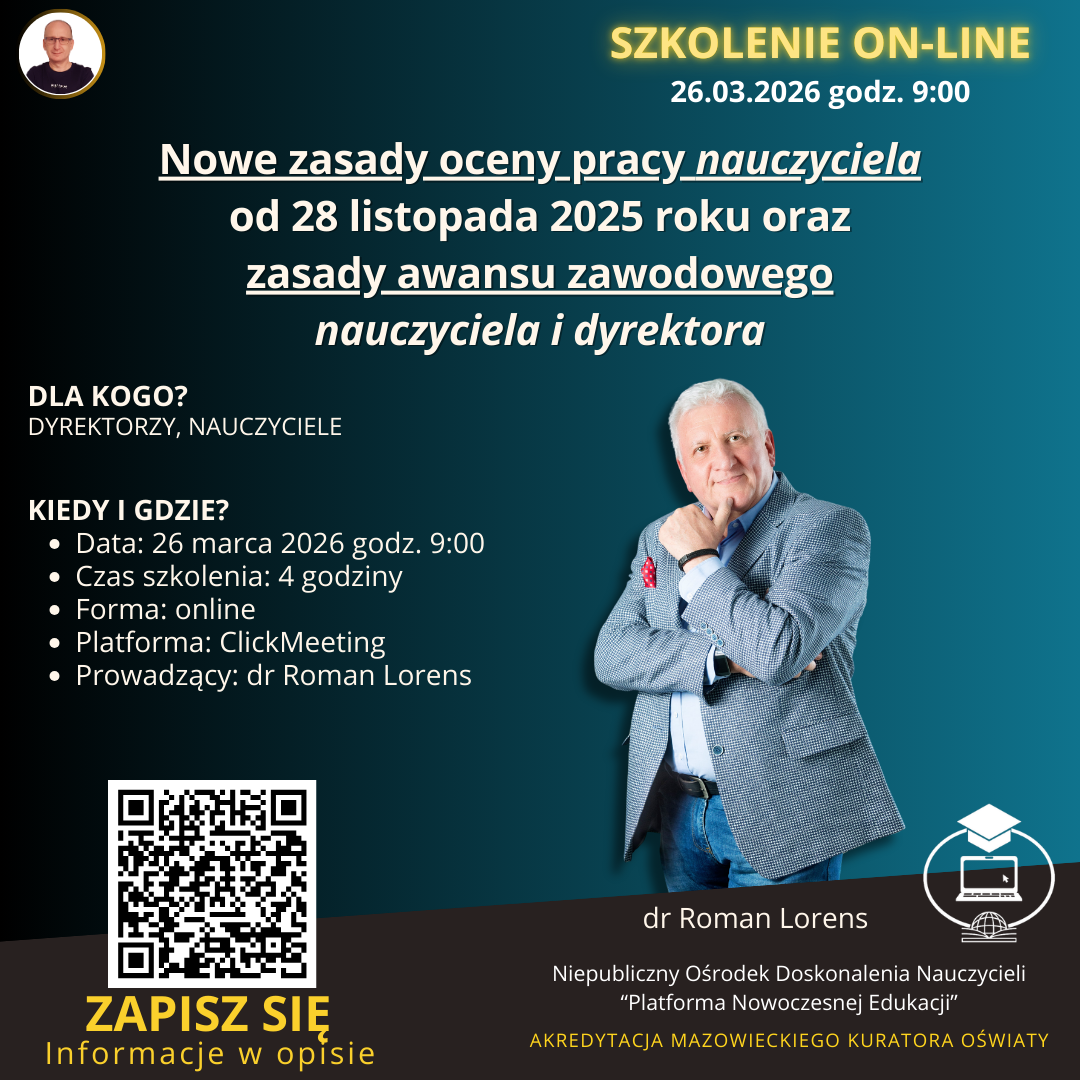 Nowe zasady oceny pracy nauczyciela od 28 listopada 2025 roku oraz zasady awansu zawodowego nauczyciela i dyrektora